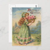  Victoriaans Shamrock March Happy Birthday Briefkaart (Voorkant / Achterkant)