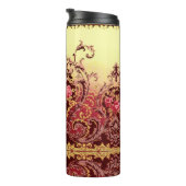 Victoriaans sierlijke bloemige  gouden rode kunst thermosbeker (Geroteerd rechts)