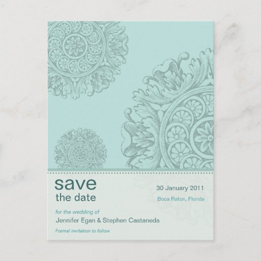 Victoriaans sierlijke Save the Date Briefkaart (Voorkant)