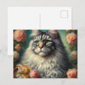 Victoriaans Silver Maine Coon Cat Briefkaart (Voorkant / Achterkant)