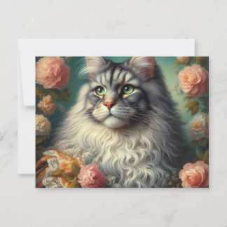  Victoriaans Silver Maine Coon Cat Briefkaart