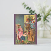 Victoriaans Sinterklaas en kinderen Vrolijk kerstf Feestdagenkaart (Staand voorkant)