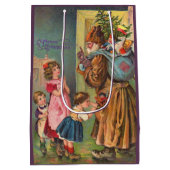 Victoriaans Sinterklaas en kinderen Vrolijk kerstf Medium Cadeauzakje (Achterkant)
