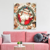 Victoriaans Sinterklaas op Telefoon met Kinderen Canvas Afdruk (Insitu (Woonkamer))
