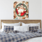 Victoriaans Sinterklaas op Telefoon met Kinderen Canvas Afdruk (Insitu (Slaapkamer))