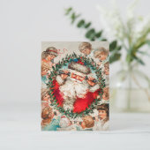 Victoriaans Sinterklaas op Telefoon met Kinderen Feestdagenkaart (Staand voorkant)