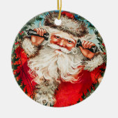 Victoriaans Sinterklaas op Telefoon met Kinderen Keramisch Ornament (Voorkant)