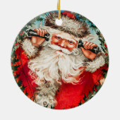 Victoriaans Sinterklaas op Telefoon met Kinderen Keramisch Ornament (Achterkant)