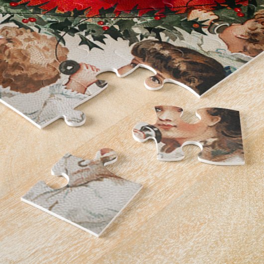 Victoriaans Sinterklaas op Telefoon met Kinderen Legpuzzel (Zijkant)