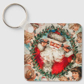 Victoriaans Sinterklaas op Telefoon met Kinderen Sleutelhanger (Voorkant)