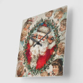 Victoriaans Sinterklaas op Telefoon met Kinderen Vierkante Klok (Hoek)