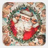 Victoriaans Sinterklaas op Telefoon met Kinderen Vierkante Sticker (Voorkant)