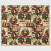 Victoriaans Sinterklaas Reclame Collage Cadeaupapier (Vlak)