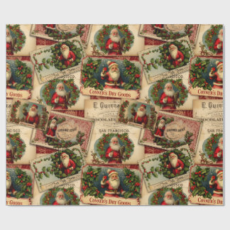 Victoriaans Sinterklaas Reclame Collage Cadeaupapier