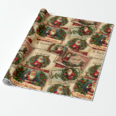 Victoriaans Sinterklaas Reclame Collage Cadeaupapier (Uitgerold)