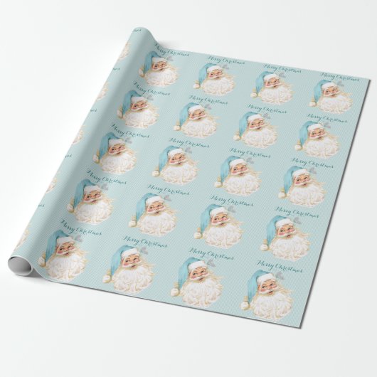 Victoriaans Sinterklaas Turquoise Cadeaupapier (Uitgerold)
