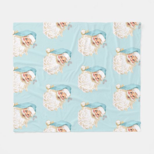  Victoriaans Sinterklaas Turquoise Fleece Deken (Voorkant (Horizontaal))