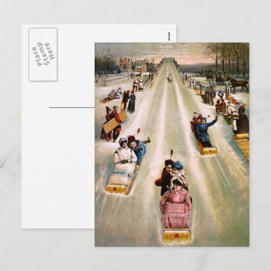  Victoriaans Slaping Hill Kerstmis Feestdagenkaart (Voorkant / Achterkant)