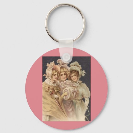 Victoriaans Sleutelhanger voor dames met roze kers (Voorkant)