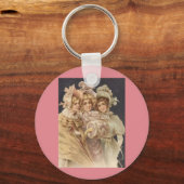 Victoriaans Sleutelhanger voor dames met roze kers (Voorkant)
