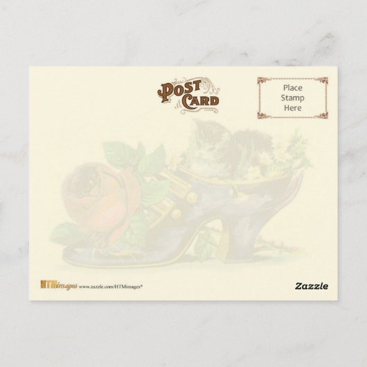 Victoriaans slipper met keuken en Roos Briefkaart (Achterkant)