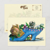 Victoriaans Slipper met Puppy en Roos Briefkaart (Voorkant / Achterkant)