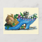 Victoriaans Slipper met Puppy en Roos Briefkaart (Voorkant)