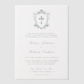 Victoriaans smaragdgroene katholieke bruiloft vellum uitnodigingen (Voorkant)