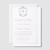 Victoriaans smaragdgroene katholieke bruiloft vellum uitnodigingen (Offset)