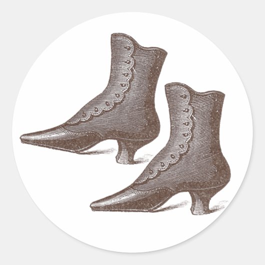 Victoriaans Snap Up Enkellaarzen - Prachtig! Ronde Sticker (Voorkant)
