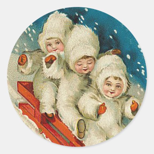 Victoriaans Sneeuw Baby Kerst sticker (Voorkant)