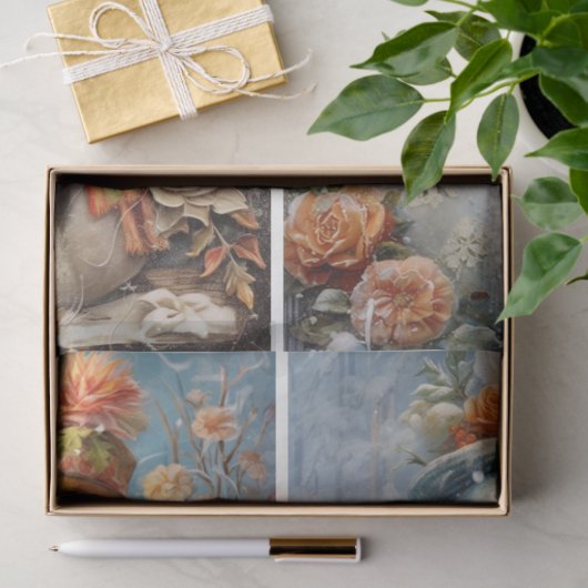 Victoriaans Sneeuw Dames 4 vierkant Tissuepapier (Geschenk)