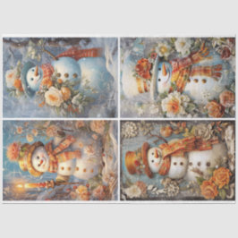 Victoriaans Sneeuw Dames 4 vierkant Tissuepapier