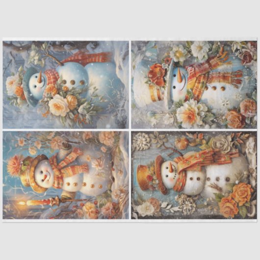 Victoriaans Sneeuw Dames 4 vierkant Tissuepapier (Voorkant)