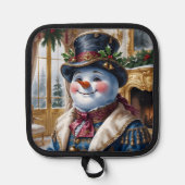 Victoriaans sneeuwman kerstontwerp pannenlap (Voorkant)
