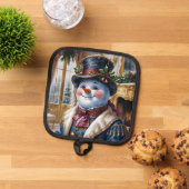 Victoriaans sneeuwman kerstontwerp pannenlap (Top down)