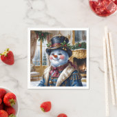 Victoriaans sneeuwman kerstontwerp servet (Insitu)