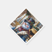 Victoriaans sneeuwman kerstontwerp servet (Hoek)