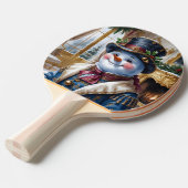 Victoriaans sneeuwman kerstontwerp tafeltennisbatje (Voorkant Gekanteld)