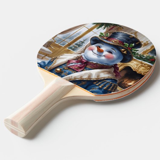 Victoriaans sneeuwman kerstontwerp tafeltennisbatje (Voorkant Gekanteld)
