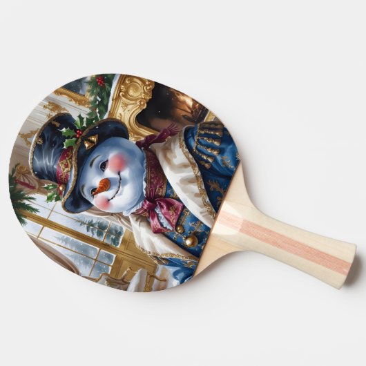 Victoriaans sneeuwman kerstontwerp tafeltennisbatje (Zijkant)