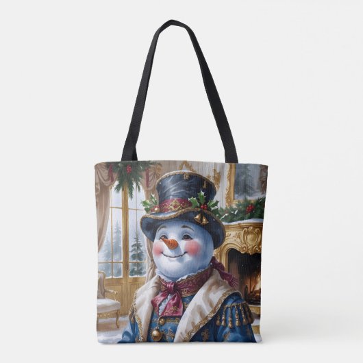 Victoriaans sneeuwman kerstontwerp tote bag (Achterkant)