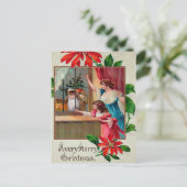 Victoriaans Snooping Santa Briefkaart (Staand voorkant)