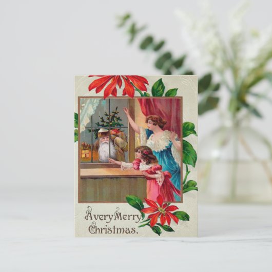 Victoriaans Snooping Santa Briefkaart (Staand voorkant)