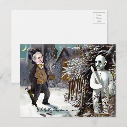 Victoriaans Snowman Thug Kerstmis Briefkaart (Voorkant / Achterkant)