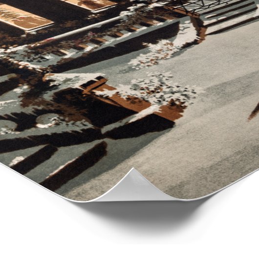 Victoriaans Snowy-kerstscène Poster (Hoek)