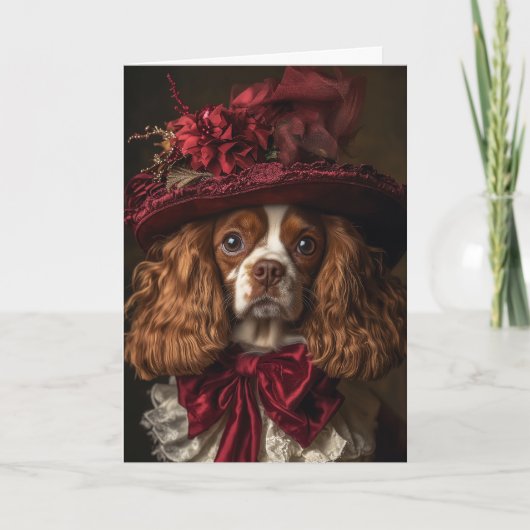 Victoriaans Spaniel Christmas Feestdagen Kaart (Voorkant)