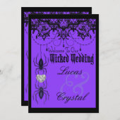 Victoriaans Spider Paarse Halloween Wedding Kaart (Voorkant / Achterkant)