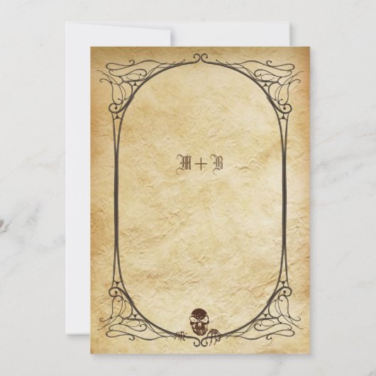  Victoriaans Spiegel Gotisch Skelet Halloween Kaart (Achterkant)