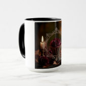  Victoriaans Spiegel Paarse Roos Kaarslicht Mok (Voorkant links)